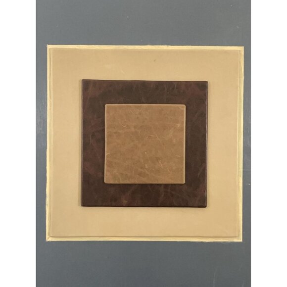 Minimalist Mixed Media Art Acrylic Leather Geometric Square Abstract Painting - Picture 6 of 7